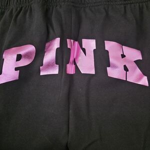 PINK Victoria's Secret Black Lounge Pants with Pink Accent
